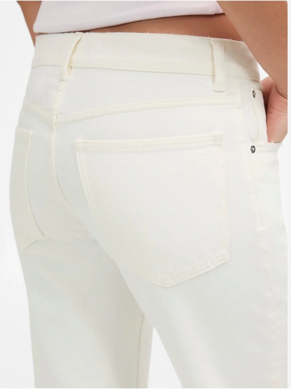 Madewell The Dean Easy Straight Crop White Cotton Torn Denim Jean Size 32 NWT